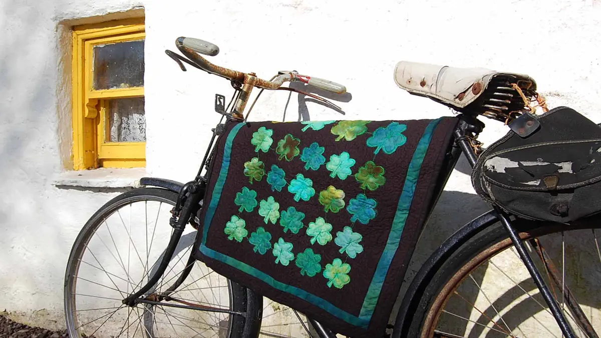 Shamrock quilt on a bicycle